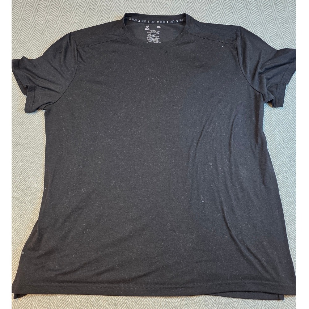 Xersion Mens XL Black Short Sleeve Performance Running T-Shirt Crew Neck Active